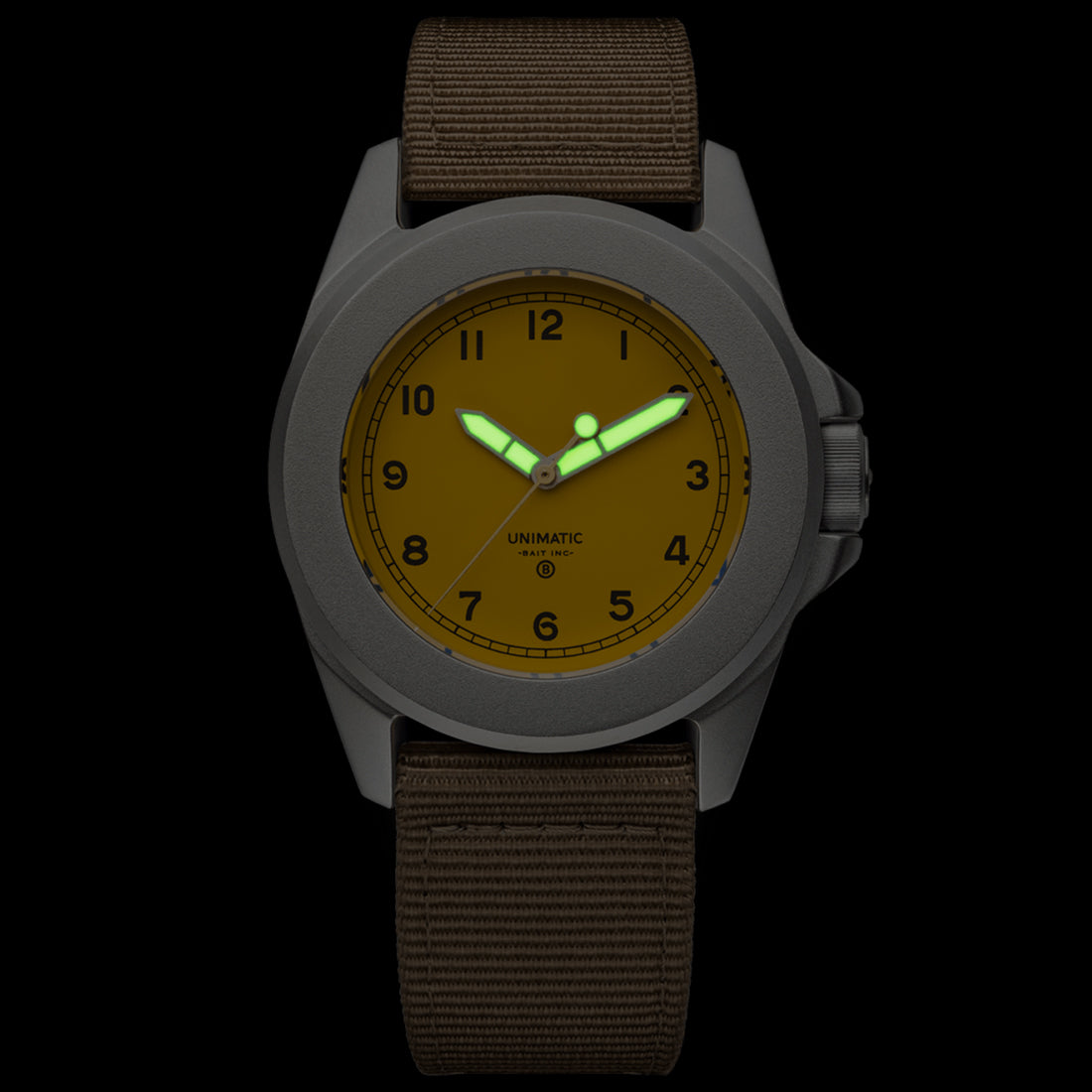 Unimatic x BAIT U4 Military Watch - Limited Edition Yellow of 50 (yellow / brown)