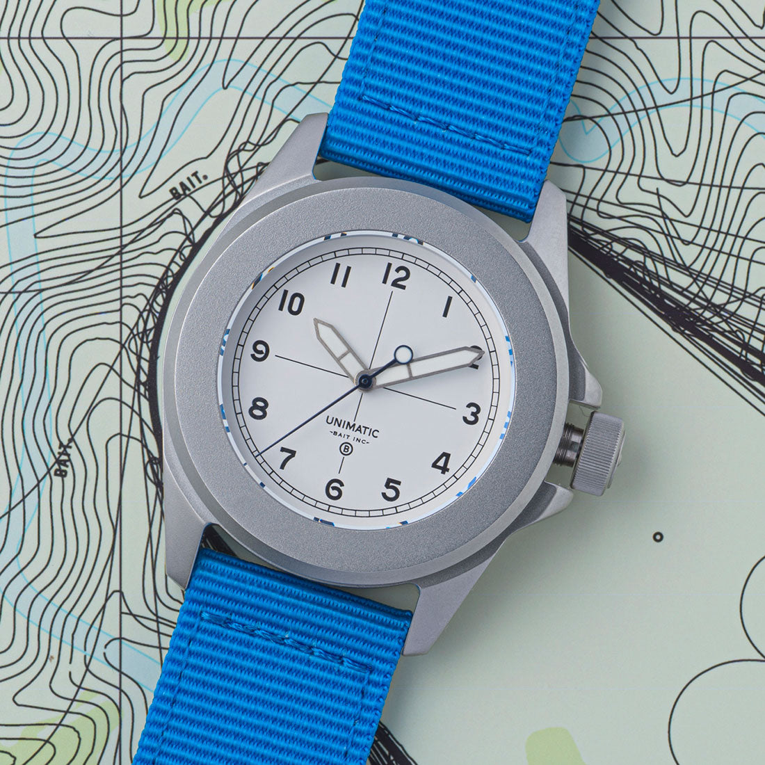 Unimatic x BAIT U4 Military Watch - Limited Edition White of 100 (white / blue)