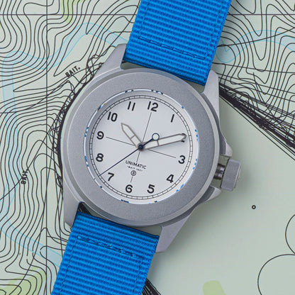 Unimatic x BAIT U4 Military Watch - Limited Edition White of 100 (white / blue)