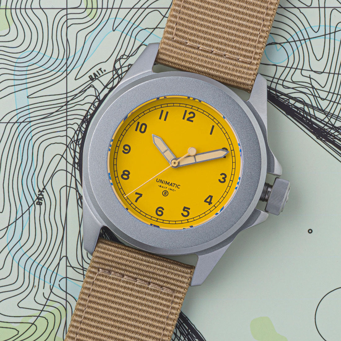 Unimatic x BAIT U4 Military Watch - Limited Edition Yellow of 50 (yellow / brown)