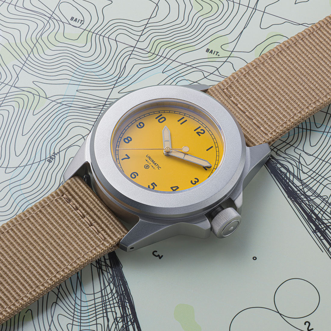 Unimatic x BAIT U4 Military Watch - Limited Edition Yellow of 50 (yellow / brown)
