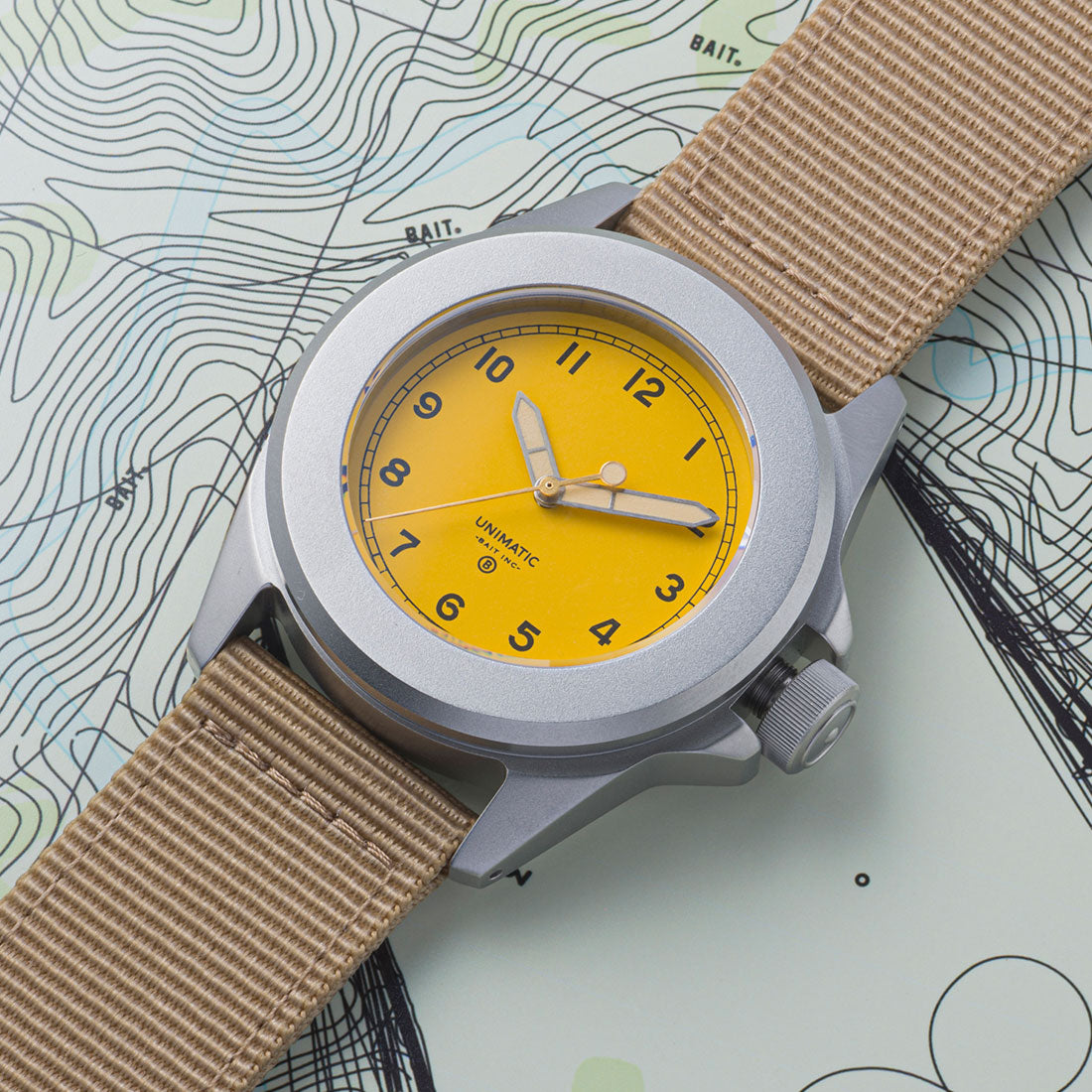 Unimatic x BAIT U4 Military Watch - Limited Edition Yellow of 50 (yellow / brown)