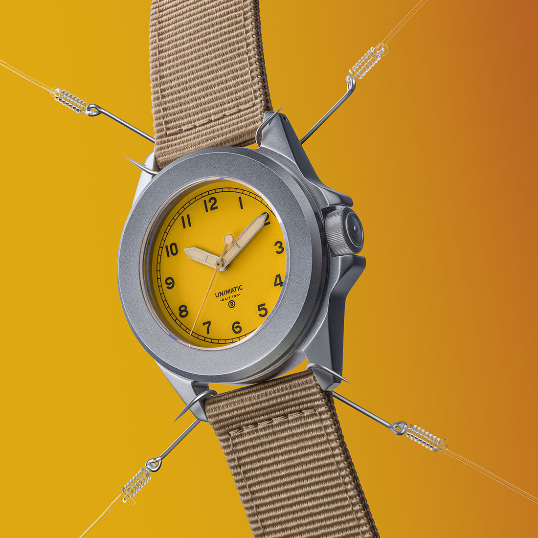Unimatic x BAIT U4 Military Watch - Limited Edition Yellow of 50 (yellow / brown)